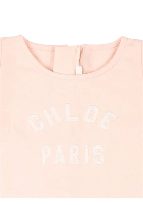 Abito Rosa a Maniche Corte Con Stampa CHLOÉ KIDS | C2059646J